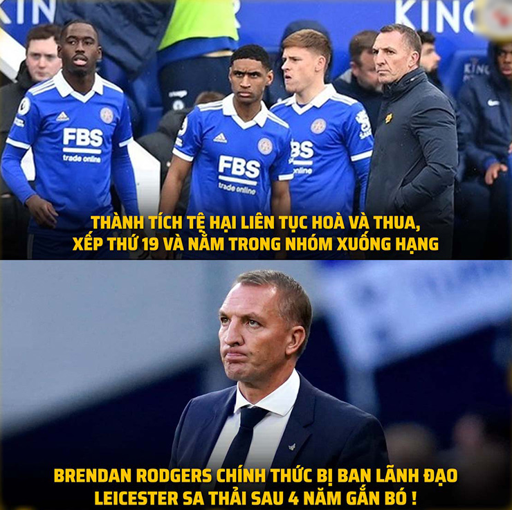 Leicester chính thức sa thải HLV Brendan Rodgers.