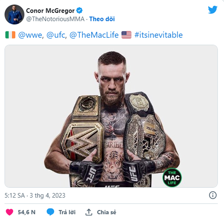 McGregor muốn trở thành nhà vô địch UFC, kiêm WWE