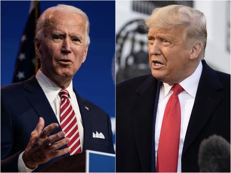 Tổng thống Mỹ Joe Biden (trái) và Cựu Tổng thống Donald Trump.