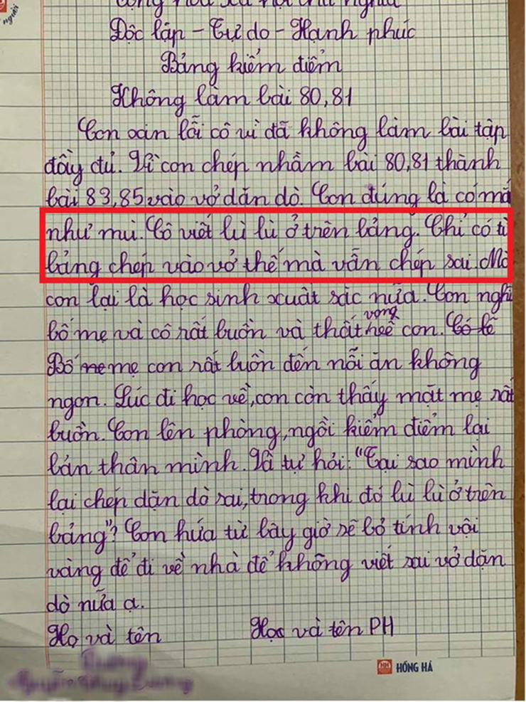 Dân mạng được phen cười ngất khi đọc bản kiểm điểm của cô học trò.