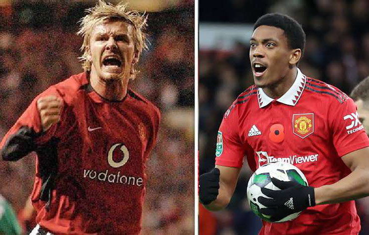 Anthony Martial (86 bàn) đã có nhiều pha lập công cho MU hơn huyền thoại David Beckham (85 bàn)