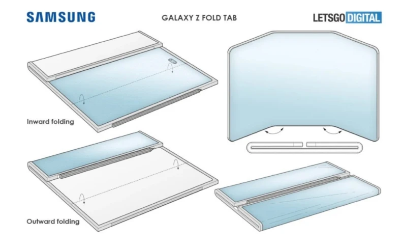 Hình ảnh tin đồn về máy tính bảng có màn hình gập lại - Galaxy Z Tab.
