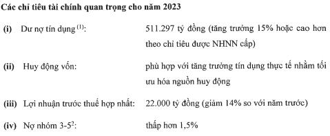 Tại đại hội cổ đông sắp tới, Techcombank sẽ trình cổ đông thông qua kế hoạch kinh doanh năm 2023.