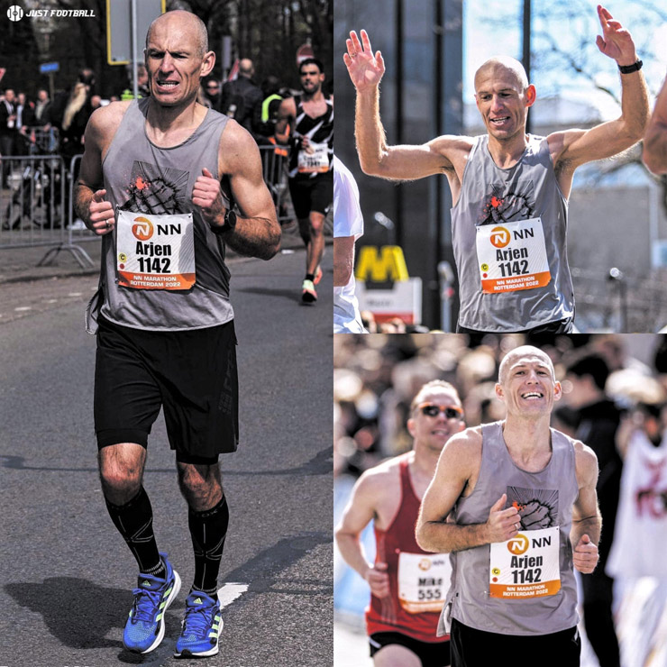 Arjen Robben cán đích 42km trong cuộc thi Rotterdam Marathon với thời gian chỉ hơn 3 giờ