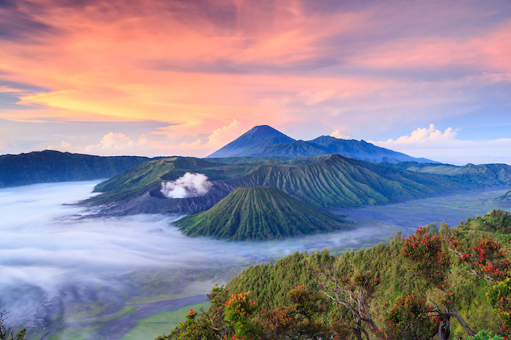 Gunung Bromo là một ngọn núi lửa đang hoạt động và là một phần của khối núi Tengger ở Đông Java. Ở độ cao 2.329m, đây không phải là đỉnh cao nhất của khối núi, nhưng nó được biết đến nhiều nhất. Khu vực này là một trong những điểm thu hút khách du lịch nhất ở Java.
