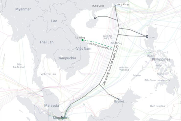 FPT Telecom dự kiến tham gia vào tuyến cáp quang biển ALC với điểm cập bờ tại Đà Nẵng. (Ảnh: VNE/ SubmarineCable)
