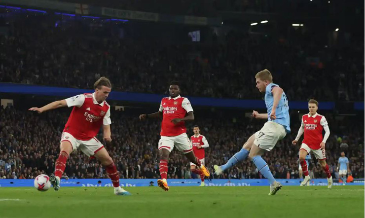 Man City thắng nhàn Arsenal 4-1 ở vòng 33 giải Ngoại hạng Anh năm nay