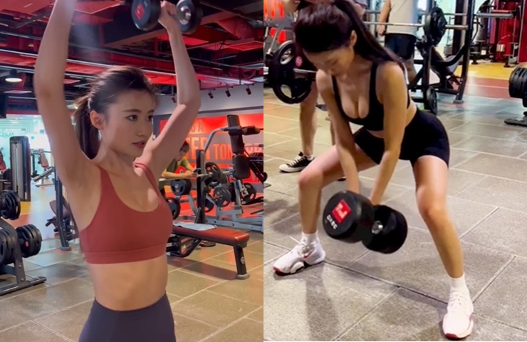 Cô đến phòng tập gym mỗi ngày. Các bài tập "gắn bó" với&nbsp;Betty là nâng tạ,&nbsp;squat, bật nhảy,... giúp cô có được vòng 1 nảy nở, eo thon.
