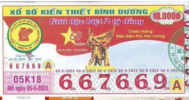 Tờ vé số tỉnh Bình Dương sai thông tin lịch sử