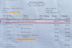 Hà Tĩnh: Hóa đơn tại một gara có mục phí "phong bì cho đăng kiểm"