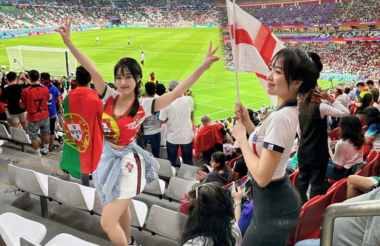 Lê Phương Anh là người đẹp nhận được nhiều sự chú ý khi qua Qatar cổ vũ World Cup 2022.
