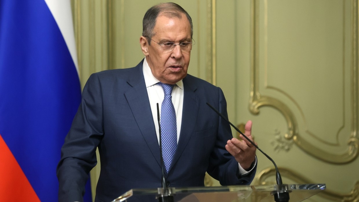 Ngoại trưởng Nga Sergey Lavrov trả lời họp báo cùng người đồng cấp Belarus ở Moscow.