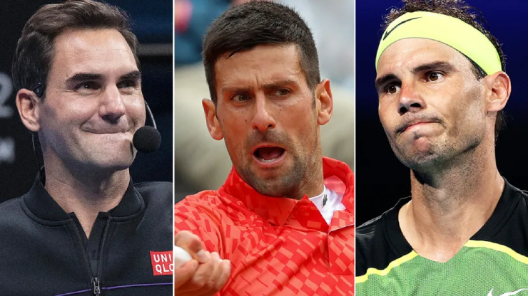 Djokovic (giữa) tôn trọng Federer (áo đen), Nadal (áo xanh) nhưng khẳng định rằng họ không phải "bạn bè"