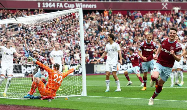 Declan Rice san bằng tỷ số 1-1 cho West Ham