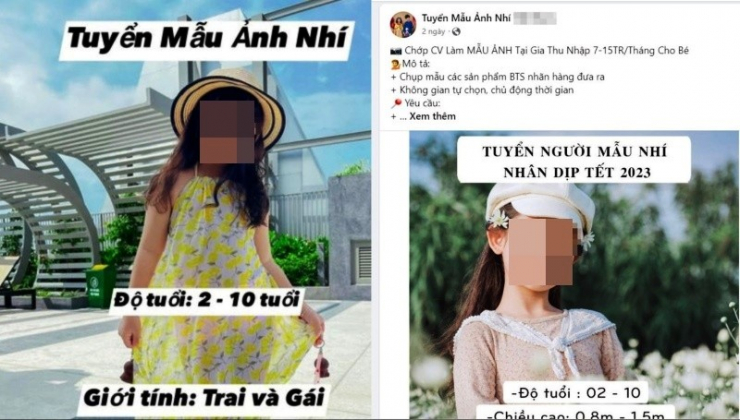 Một trang mạng xã hội tuyển người mẫu nhí lừa đảo. Ảnh: H.H