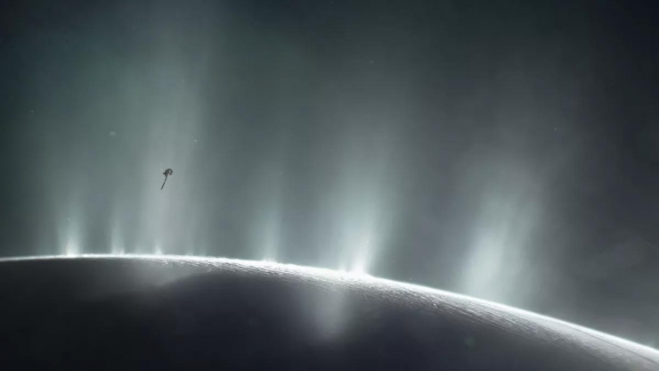 Bề mặt Enceladus với những "dòng suối ngược" - Ảnh: NASA