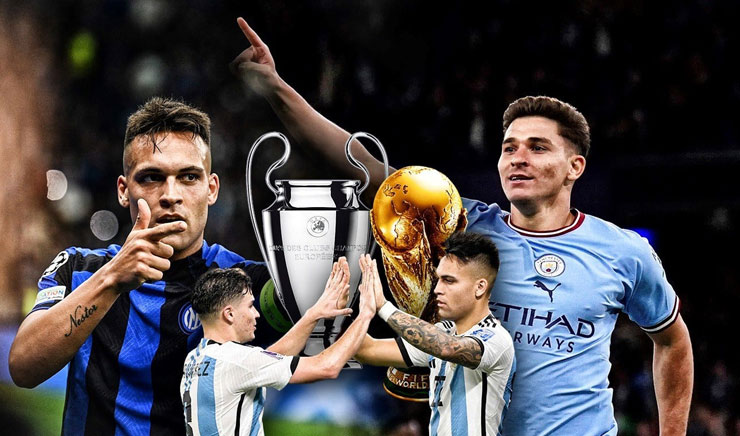 Lautaro Martinez hoặc Julian Alvarez có thể vô địch cả World Cup và Champions League mùa này