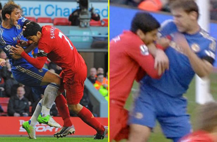 Luis Suarez từng cắn vào tay phải của Branislav Ivanovic 10 năm trước và cũng thoát thẻ đỏ khó tin nhưng khi ấy, VAR chưa xuất hiện