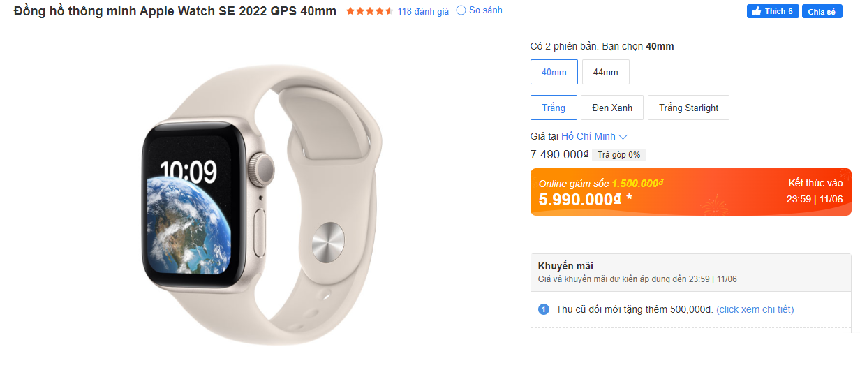 Bảng giá đồng hồ Apple Watch tháng 6: Giảm tới 21% - 2