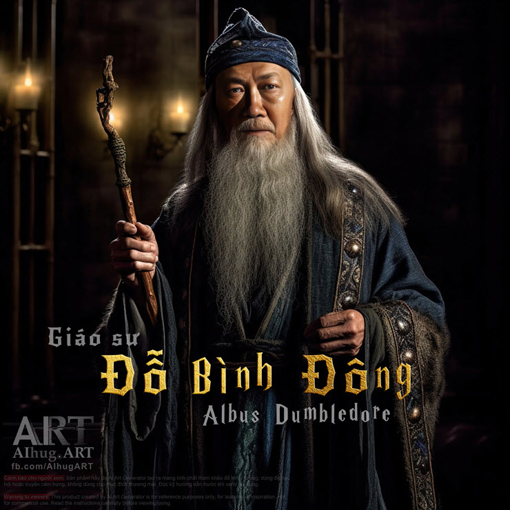 NSND&nbsp;Diệp Lang trong với hình ảnh lạ mắt của giáo sư Dumbledore.