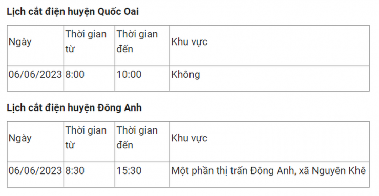 Lịch cắt điện Hà Nội hôm nay 6/6: Nhiều khu vực mất điện từ 6-8 tiếng - 10