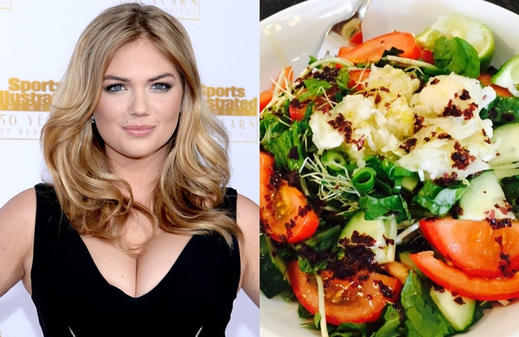 Kate Upton yêu thích trứng và salad&nbsp;với cà chua, chanh, dưa chuột, cải xoong và nhiều loại rau xanh khác.&nbsp;
