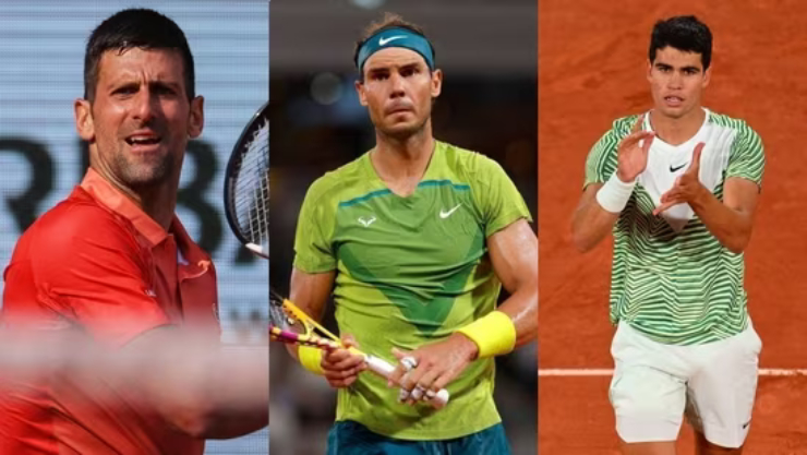 Djokovic (trái) so sánh Alcaraz (bên phải) hoàn hảo giống như Nadal (giữa)