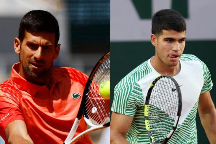 Djokovic (bên trái) bị đánh giá "ít bài" hơn so với Alcaraz (bên phải)