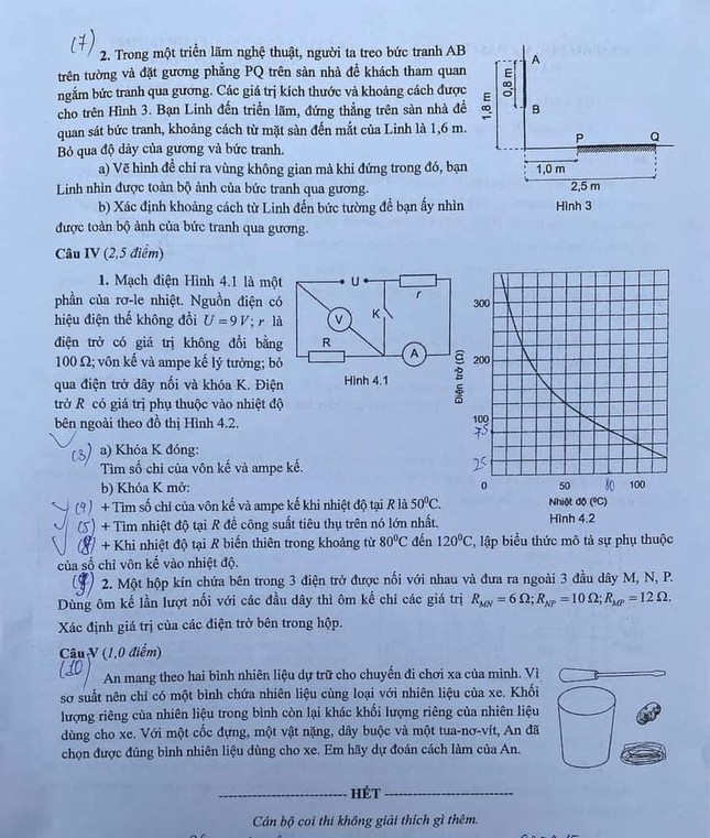 Đề thi gồm có 5 câu, tổng điểm 9,5.