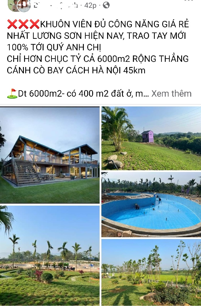 Các trang trại, khu&nbsp;nghỉ dưỡng với quy mô lớn cũng được rao bán