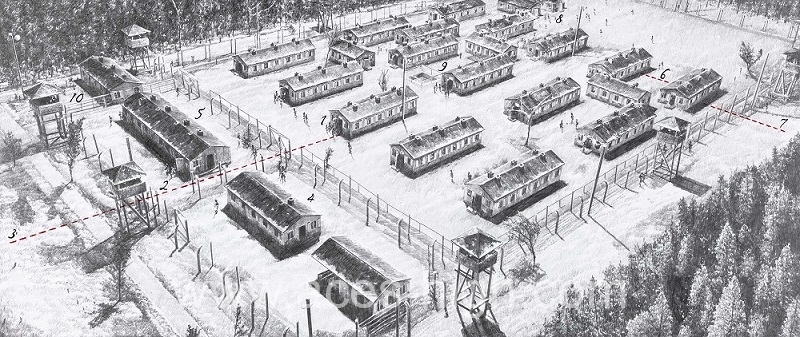 Mô phỏng nhà tù Stalag Luft III. Ảnh: Lithograph