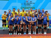 Thể thao - ĐT bóng chuyền nữ Việt Nam thắng Indonesia kịch tính, vô địch AVC Challenge Cup