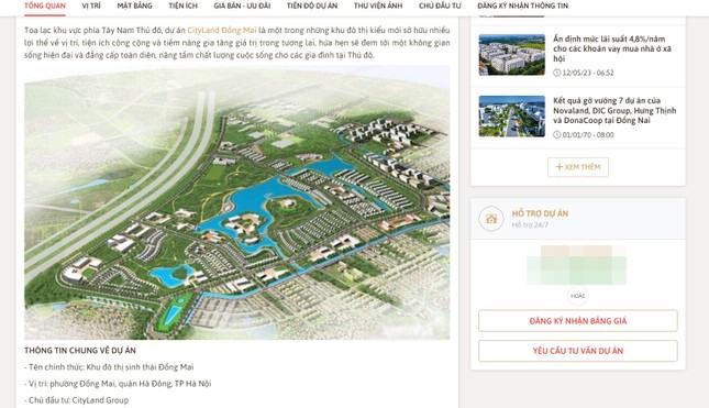 Trên nhiều website, dự án được giới thiệu với cái tên mới là CityLand Đồng Mai. Ảnh chụp màn hình.