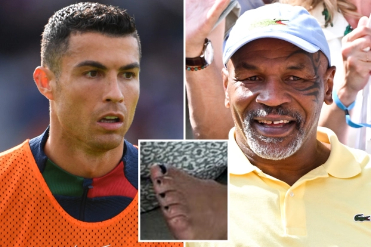 Theo Bild, cả Ronaldo (áo cam) và Tyson (vàng) đều có sở thích sơn móng chân