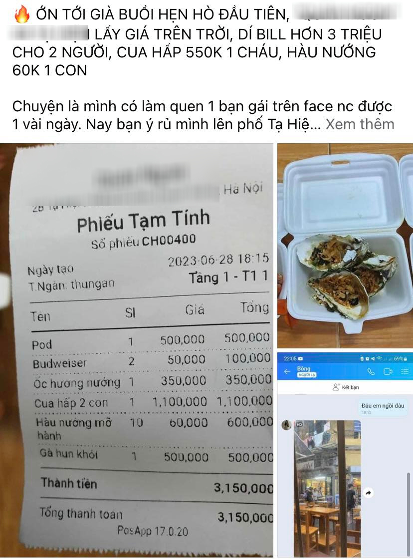 Chàng trai sốc với hóa đơn hơn 3 triệu, bạn gái “lặn mất tăm” sau bữa ăn - 1