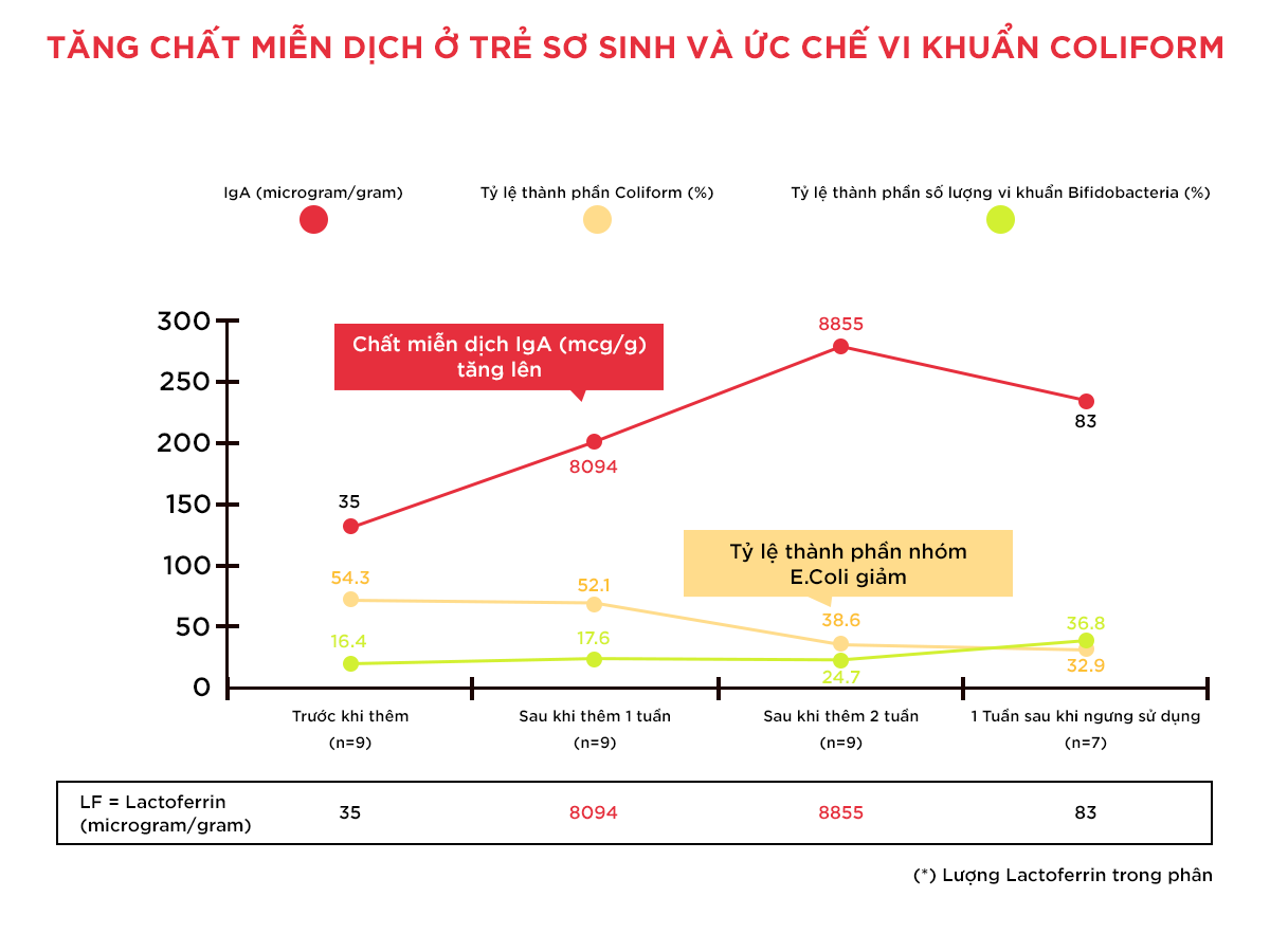 Lactoferrin bám vào vi khuẩn E.coli và ức chế sự phát triển của vi khuẩn này