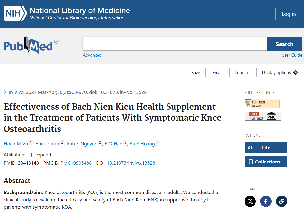 Bất ngờ! Thư viện y khoa Hoa Kỳ công nhận hiệu quả một sản phẩm xương khớp từ thảo dược của Việt Nam - 2