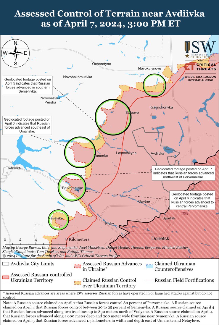 Các lực lượng Nga liên tục tạo bước tiến mới ở phía tây Avdiivka. Ảnh: ISW