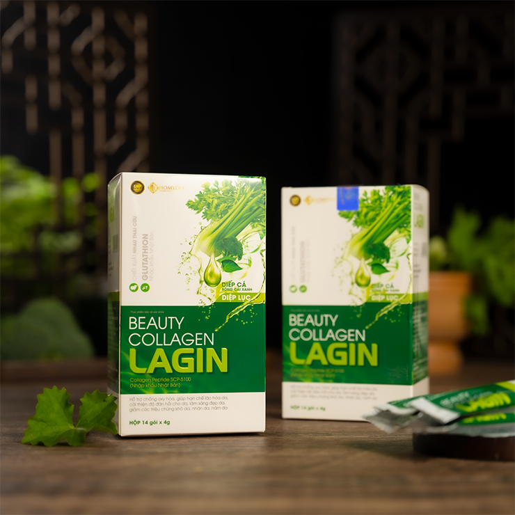 Sản phẩm Beauty collagen Lagin kết hợp cùng rau xanh mang lại sự đột phá về hiệu quả cho khách hàng