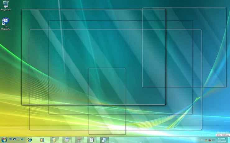 Giao diện Aero trong suốt của Windows 7 M3.