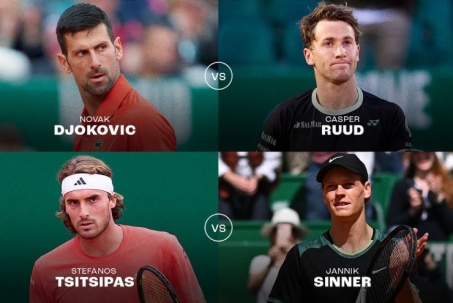 Nhận định bán kết Monte Carlo: Ruud khó cản Djokovic, Tsitsipas thách thức Sinner