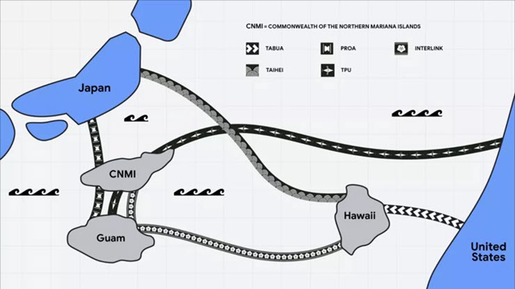 Hai tuyến cáp quang xuyên Thái Bình Dương trong dự án Pacific Connect của Google.