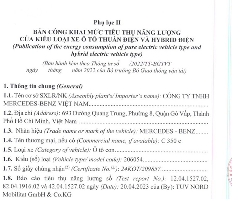 Mercedes-Benz C350e lộ thông tin đăng kiểm tại Việt Nam