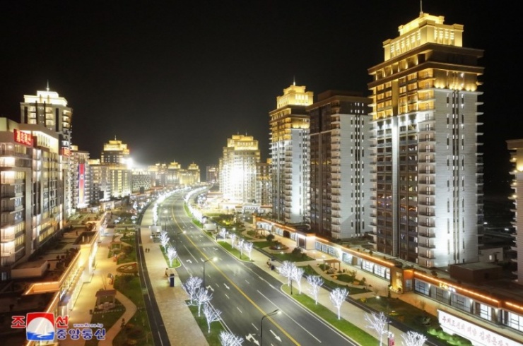 Quang cảnh khu dân cư mới được khánh thành tại thủ đô Bình Nhưỡng. 