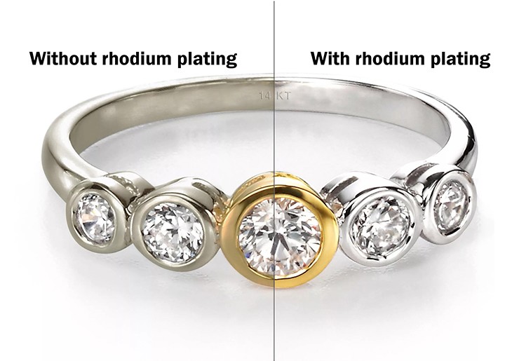 Việc bọc rhodium trên bề mặt trang sức có thể tạo thành một lớp bảo vệ sáng bóng, cứng và có độ phản chiếu cao,&nbsp;ngăn ngừa trầy xước, oxy hóa hoặc ăn mòn.
