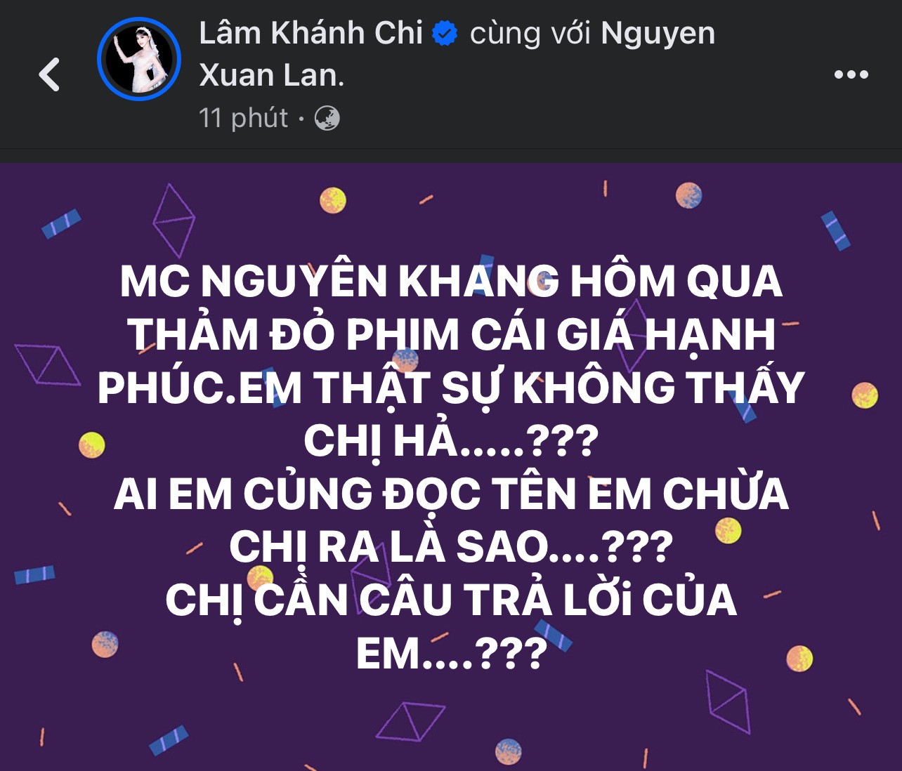 Lâm Khánh Chi gọi thẳng tên Nguyên Khang vì không được đọc tên lên thảm đỏ premiere phim điện ảnh Cái giá của hạnh phúc.