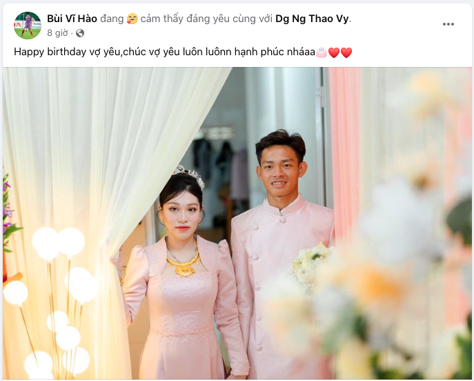 Cô vợ mới cưới của cầu thủ hot nhất U23 Việt Nam trong trận thắng Kuwait