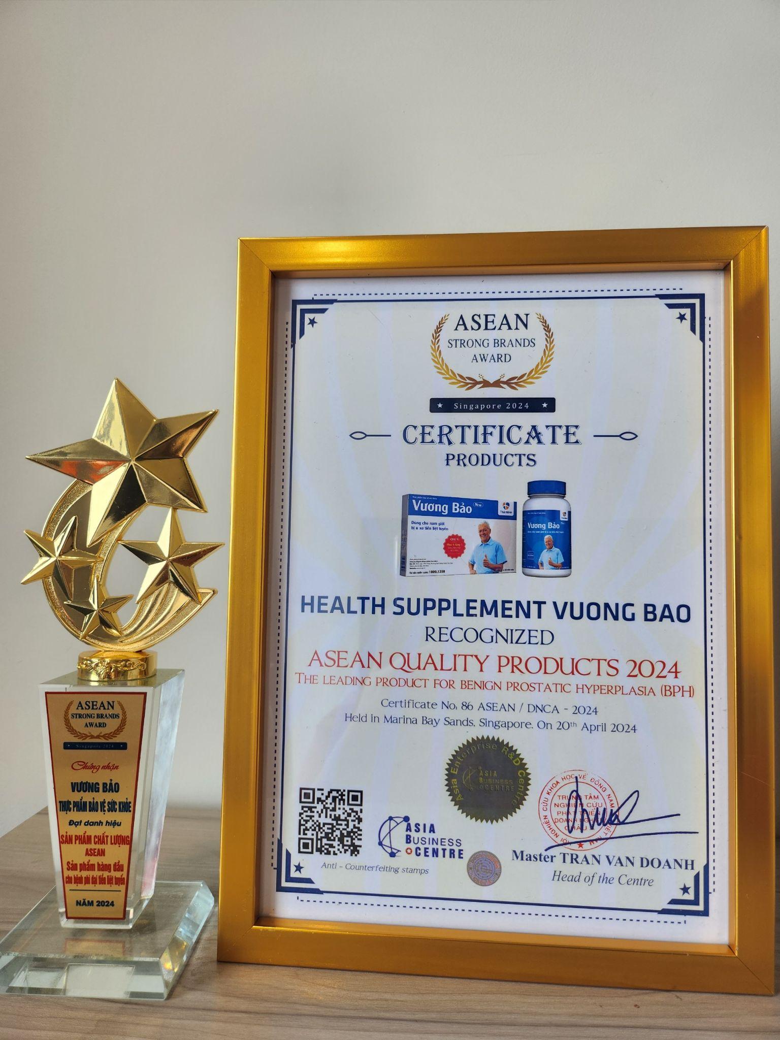 Thương hiệu Vương Bảo vinh dự nhận giải thưởng Sản phẩm chất lượng ASEAN 2024
