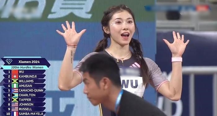 Wu Yanni tại giải 100 mét vượt rào nữ tại giải điền kinh thuộc hệ thống Diamond League ở Xiamen (Trung Quốc).