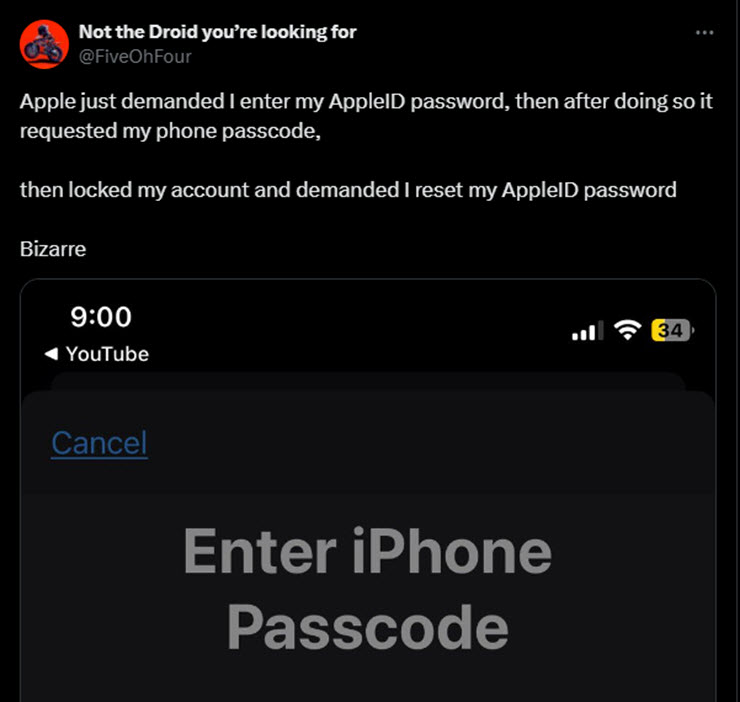 Người dùng Apple bị yêu cầu đặt lại mật khẩu.
